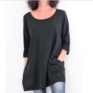 Pure Jill | Curves Seam Tunic Black Pima Cotton XS